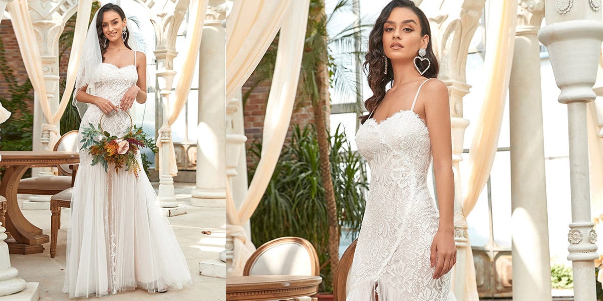 Sweetheart Spaghetti Strap Mermaid Wedding Dress