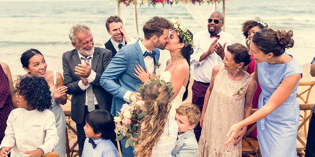 groom kissing bride