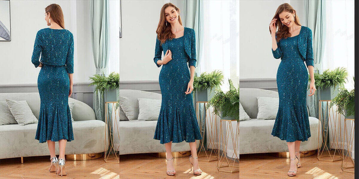 Lace Party Dresses Sets with Mermaid Ruffle