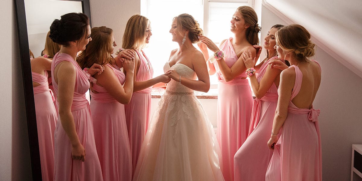 bride with bridesmaids