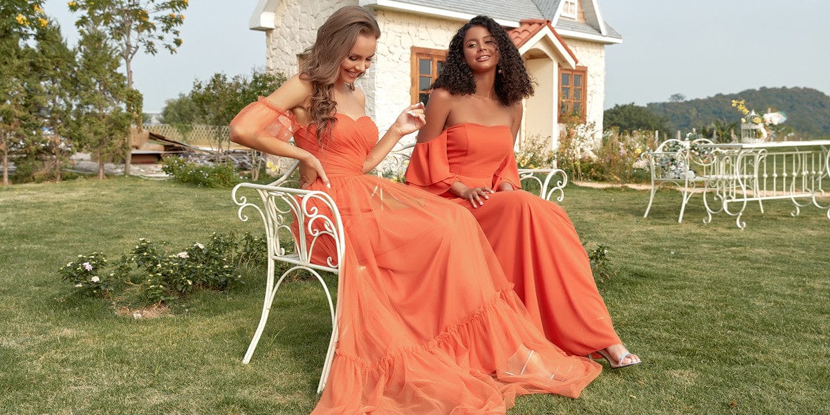 Ever Pretty UK Elegant And Stylish Maxi Long Burnt Orange Bridesmaid Dresses