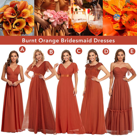 ever pretty burnt orange bridesmaid dresses