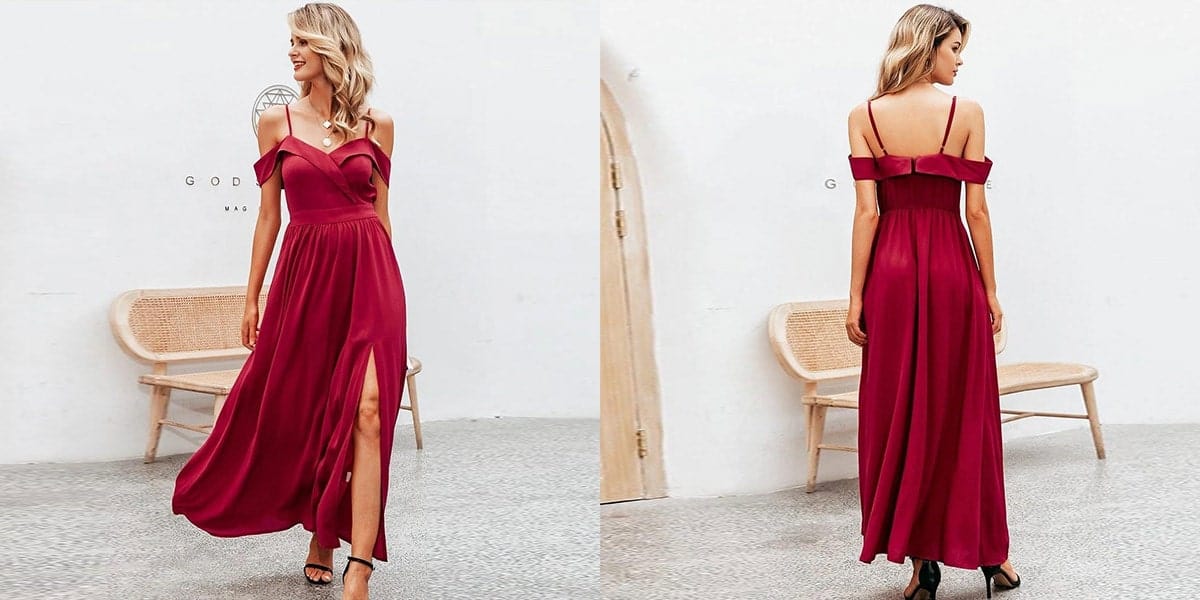 Off Shoulder Floor-Length Dress