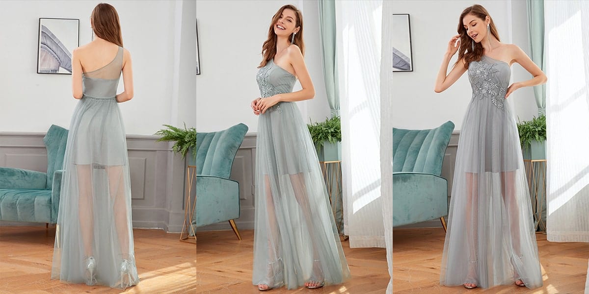 Asymmetric Shoulder Evening Dresses