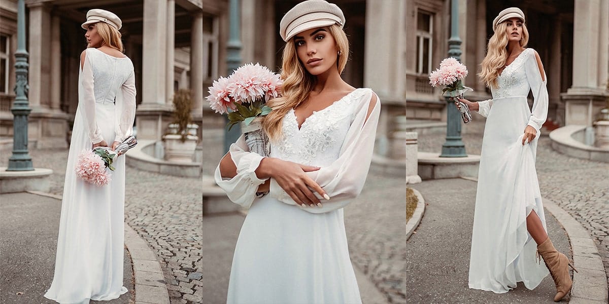 Chiffon Wedding Dress with Appliques