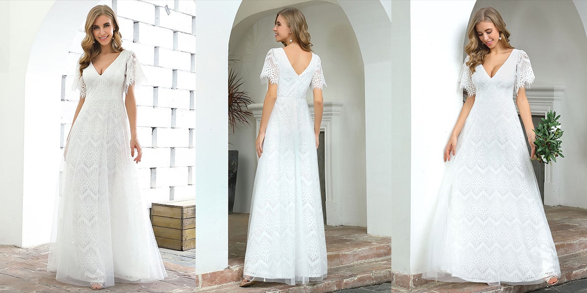 Elegant Simple Lace & Tulle Wedding Dress