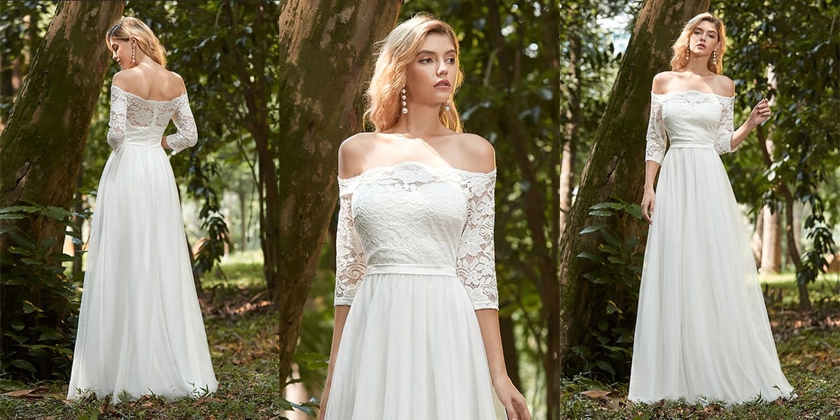 Floral Lace Formal Tulle Wedding Dresses