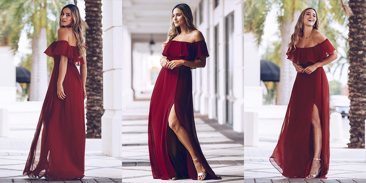 Ruffle Thigh Split Bridesmaid Dresses