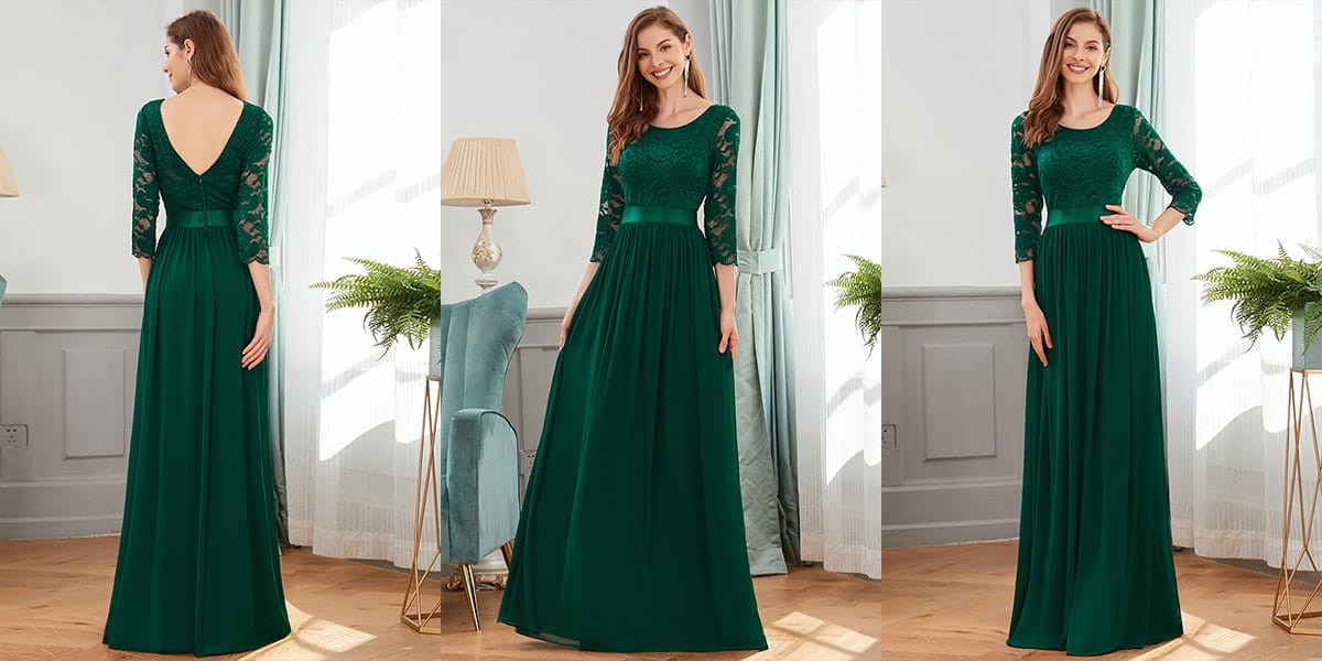 Floor Length Lace Evening Dress