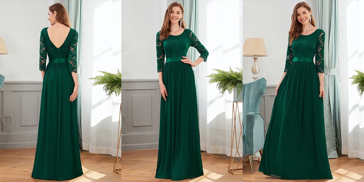 Floor Length Lace Evening Dress