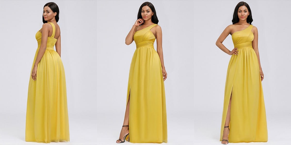 One Shoulder High Slit Bridesmaid Dress