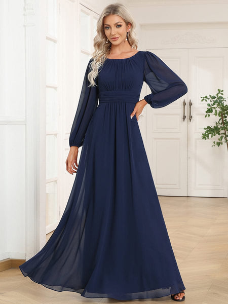 long sleeve chiffon dress