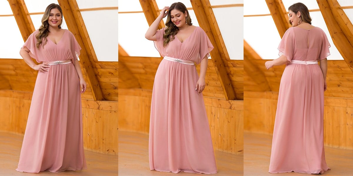 Flowy Chiffon Plus Size Evening Dress