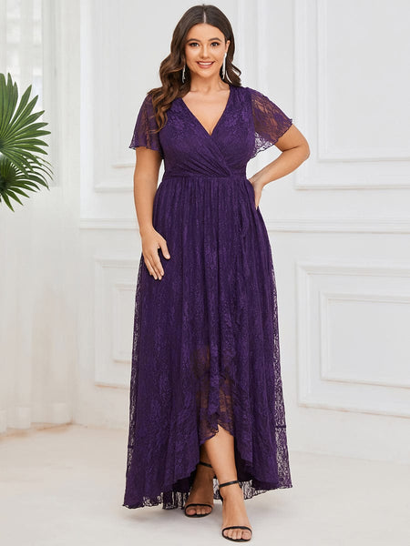 faux-wrap lace dress