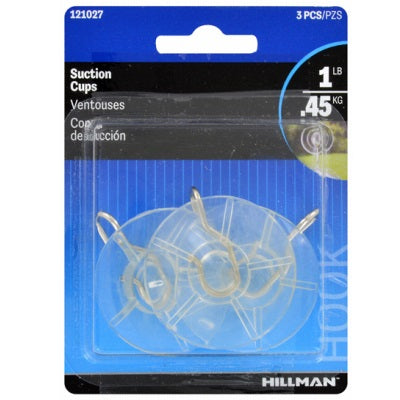 Suction Cup & Hanger, Clear, Medium - 3 pk.