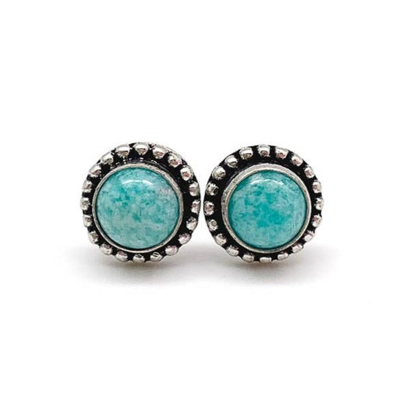 Kashi Semiprecious Stone Post Earrings - Amazonite E28AZ