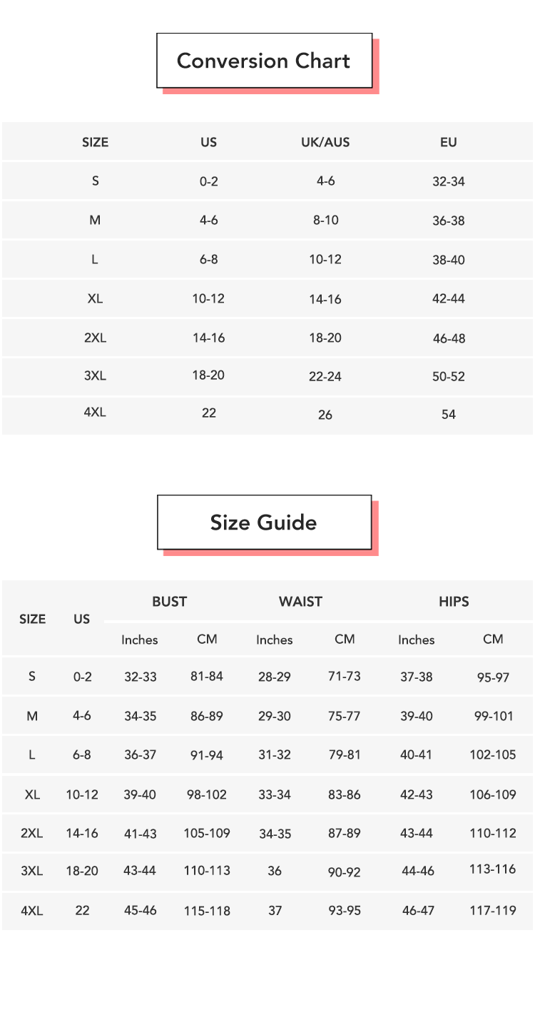 Solid Drawstring Stacked Pants conversion chart & size guide