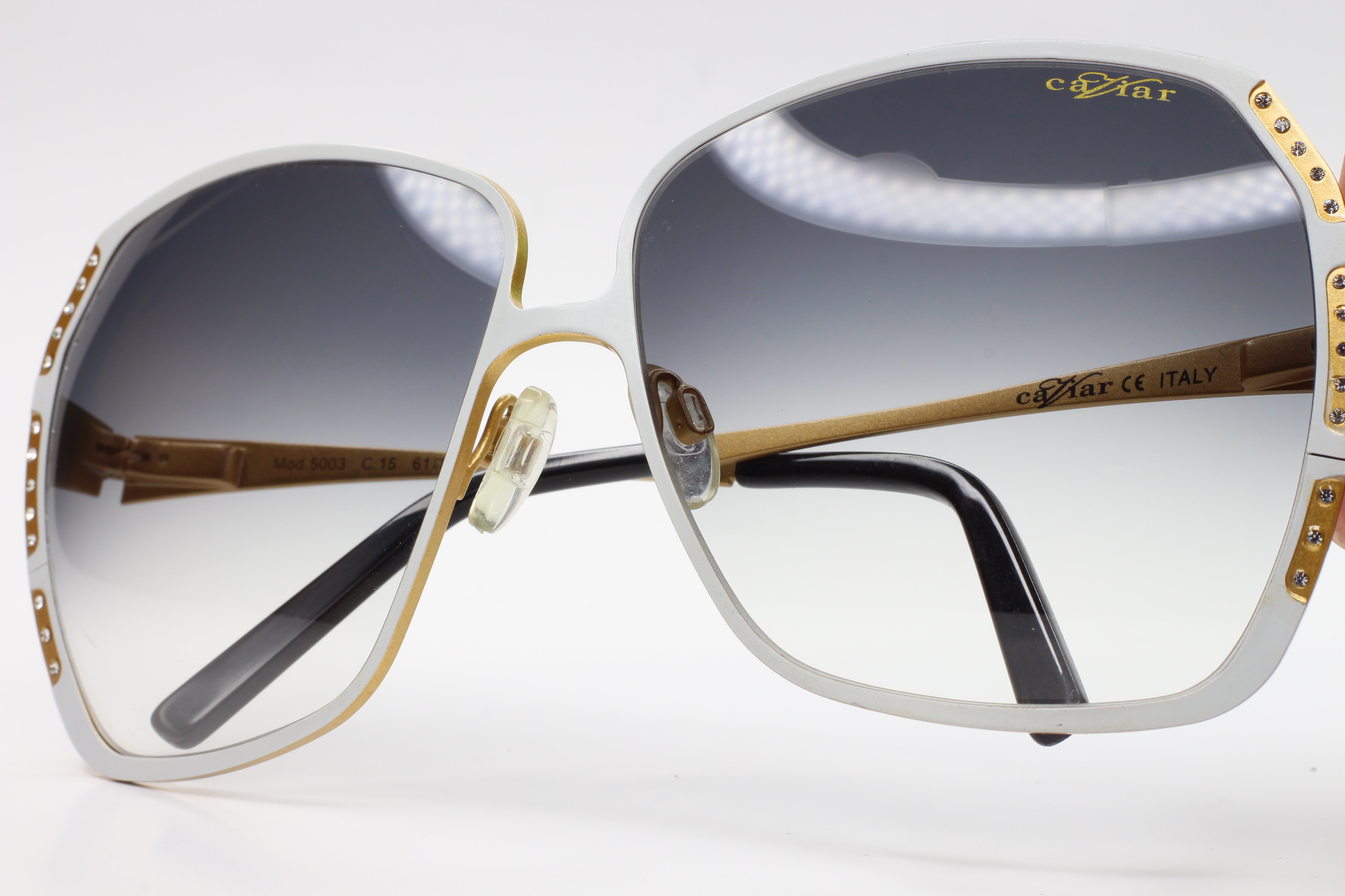 Caviar M5003 C24 White Metal Gold Stones Luxury Sunglasses