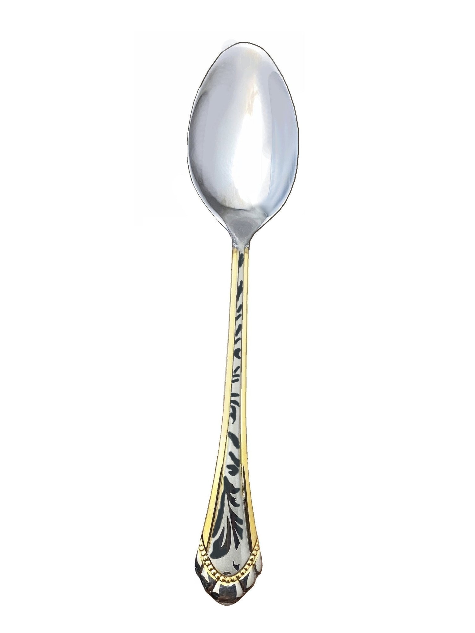 Classy Stainless Steel Dinner Spoons - 6 Pcs - Silver/Gold Colored (Ghashogh Ghaza Khori)