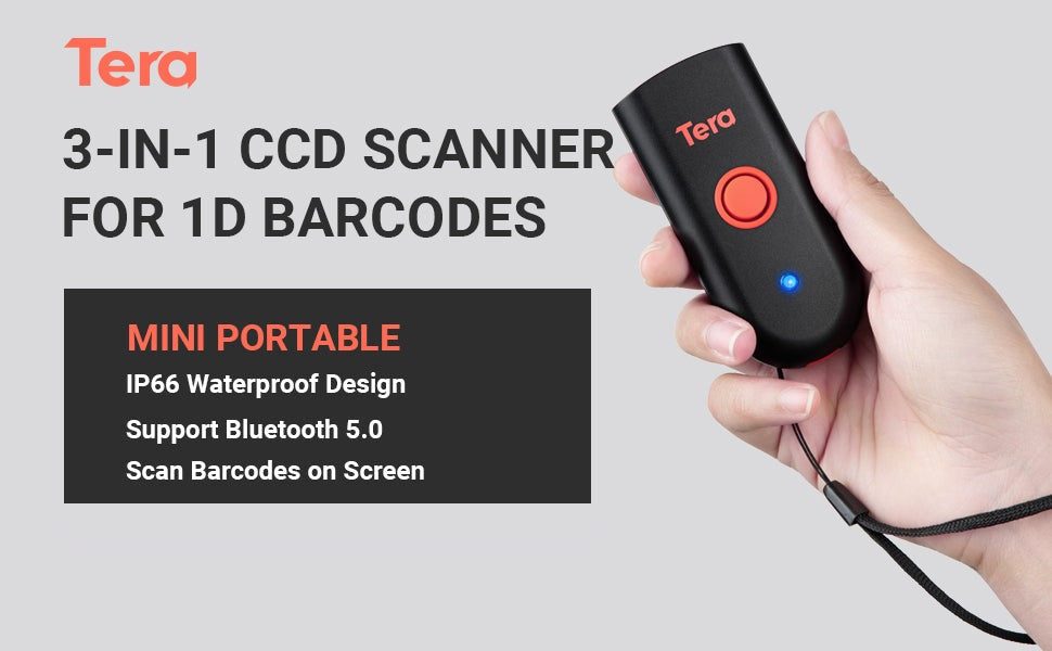 Tera 1100C Barcode Scanner | CCD 1D Wireless Portable Bar Code Reader