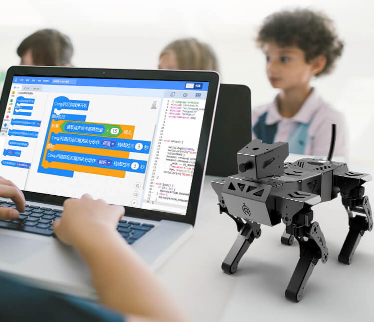 By controlling the behavior of the robot dog through programming, students can understand programming logic and master programming skills in practice.
