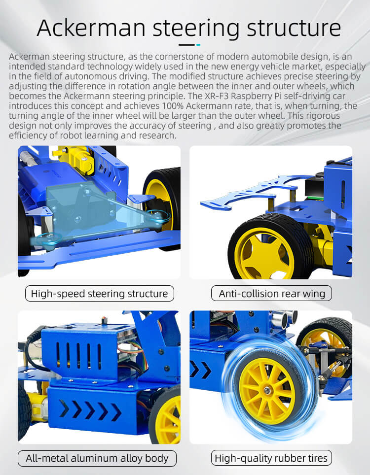 the ackerman chassis of the XR-F3 self-driving robot car