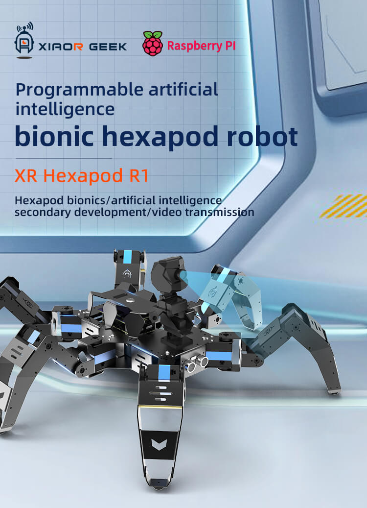 XiaoR GEEK Raspberry Pi 4B Artificial Intelligence Programmable Hexapod R1 Bionic Spider Smart Robot Kit
