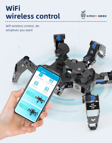 XiaoR GEEK Raspberry Pi 4B Artificial Intelligence Programmable Hexapod Bionic Spider Smart Robot Kit support WiFi wireless remote control