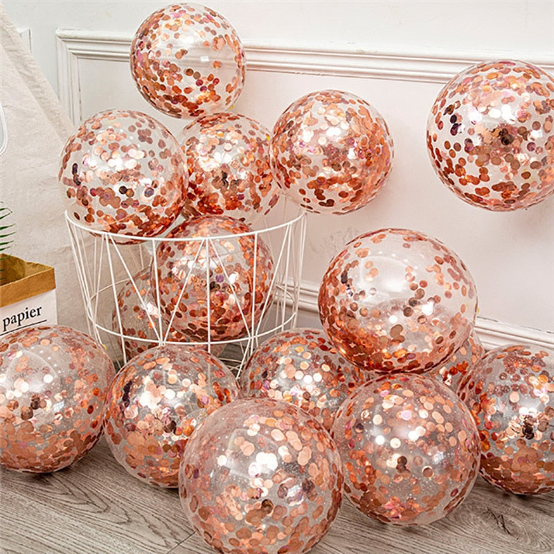 10Pcs/Lot 12Inch Confetti Latex Ball Red Rose Gold Silver Helium Balloon Birthday Party Wedding Decoration Christmas Globos