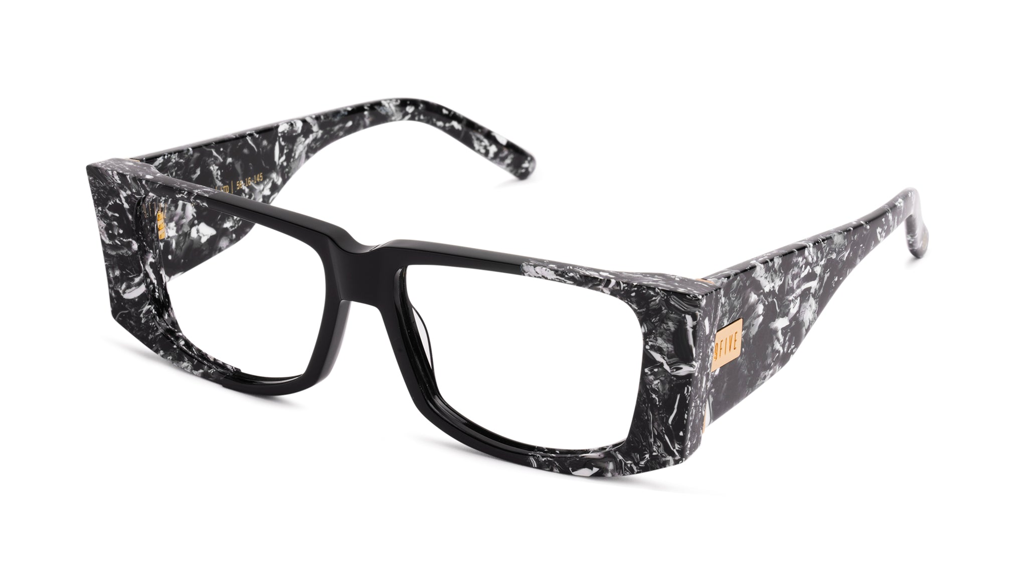 9FIVE Angelo Black & White Onyx Clear Lens Glasses Rx
