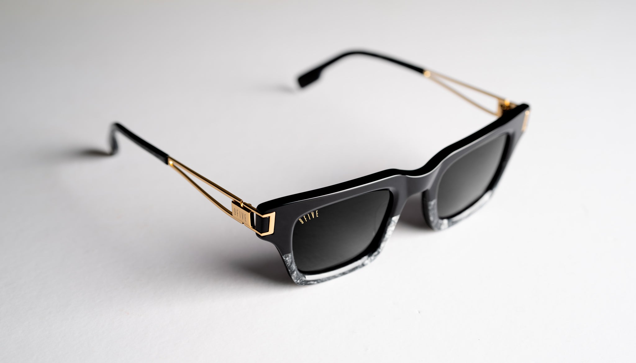 9FIVE Avenue Black Marble & 24K Gold Sunglasses