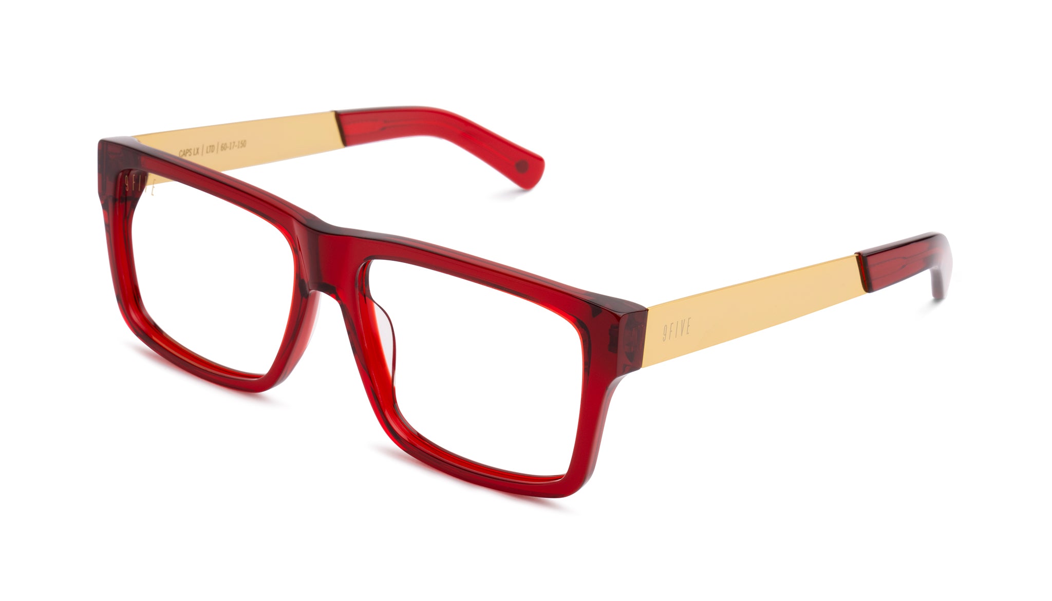 9FIVE Caps LX Ruby & 24K Gold Clear Lens Glasses Rx