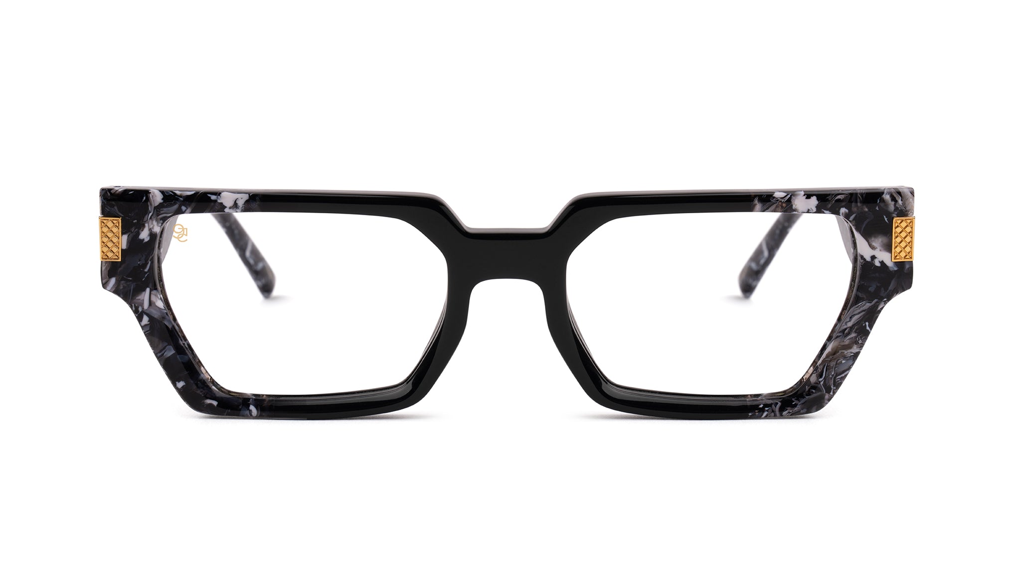 9FIVE Locks Black & White Onyx Clear Lens Glasses Rx