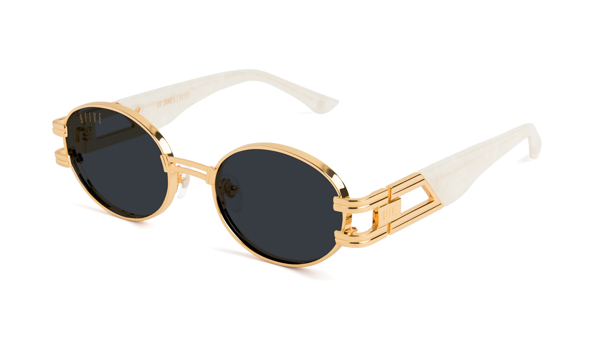 9FIVE St. James Marble Croc & 24K Gold Sunglasses