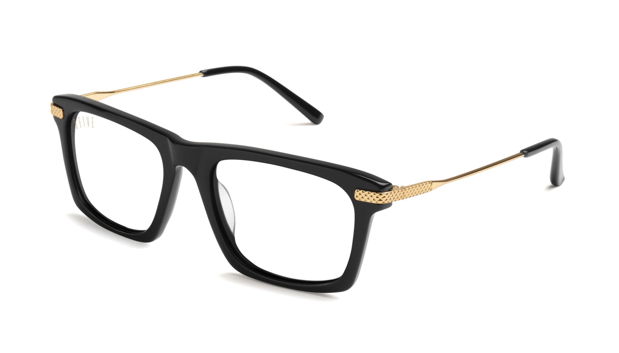 9FIVE Three Black & 24K Gold Clear Lens Glasses Rx