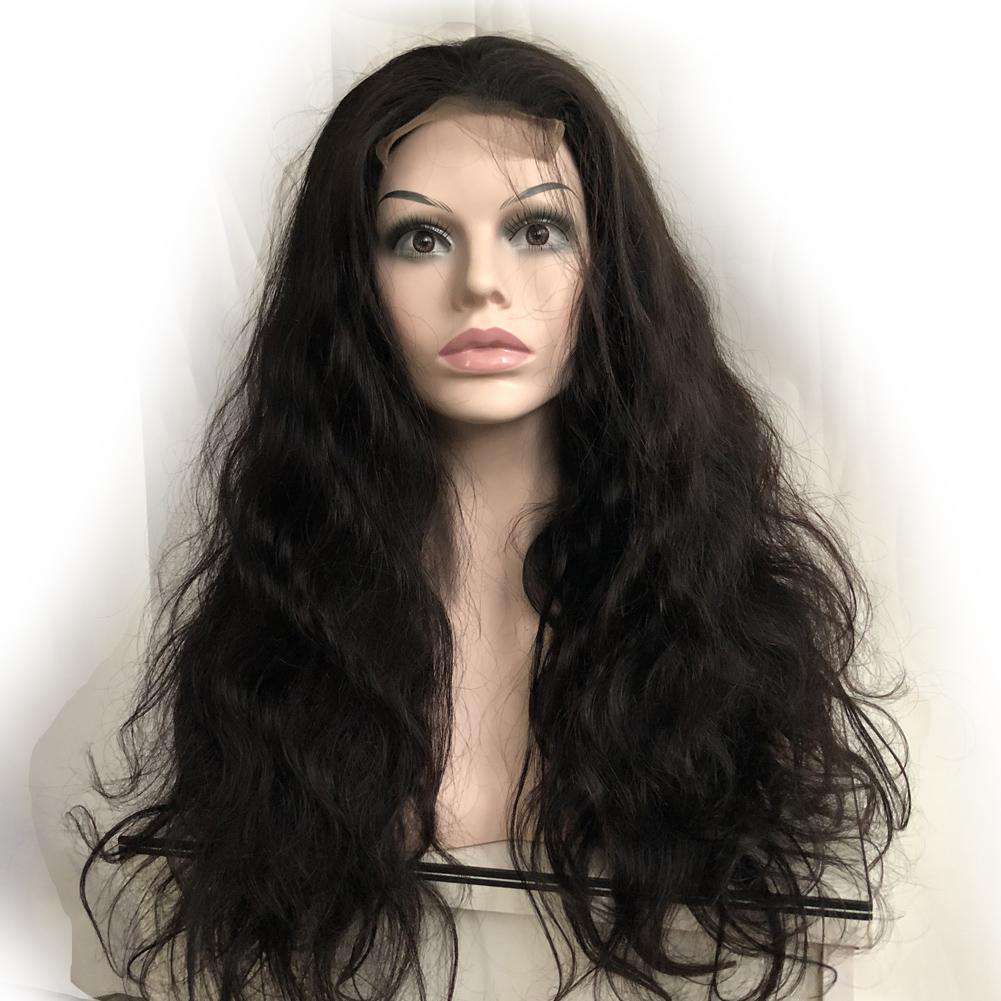 Lace Closure Wigs Brazilian Virgin Remy Hair Natural Black Color 180% Density Lace Wig