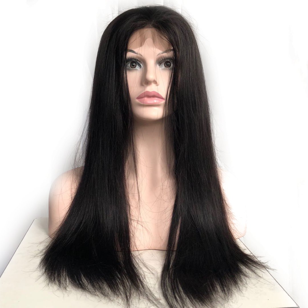 Lace Closure Wigs Brazilian Virgin Remy Hair Natural Black Color 180% Density Lace Wig