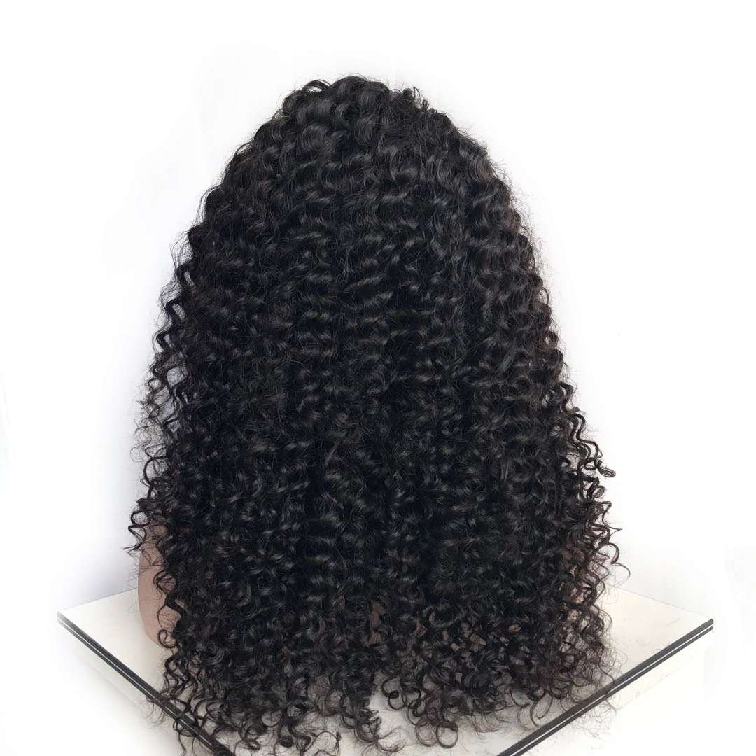 Lace Closure Wigs Human Hair Wig Curly Hair Wig Front Wigs #1b Natural Black Medium Size Cap