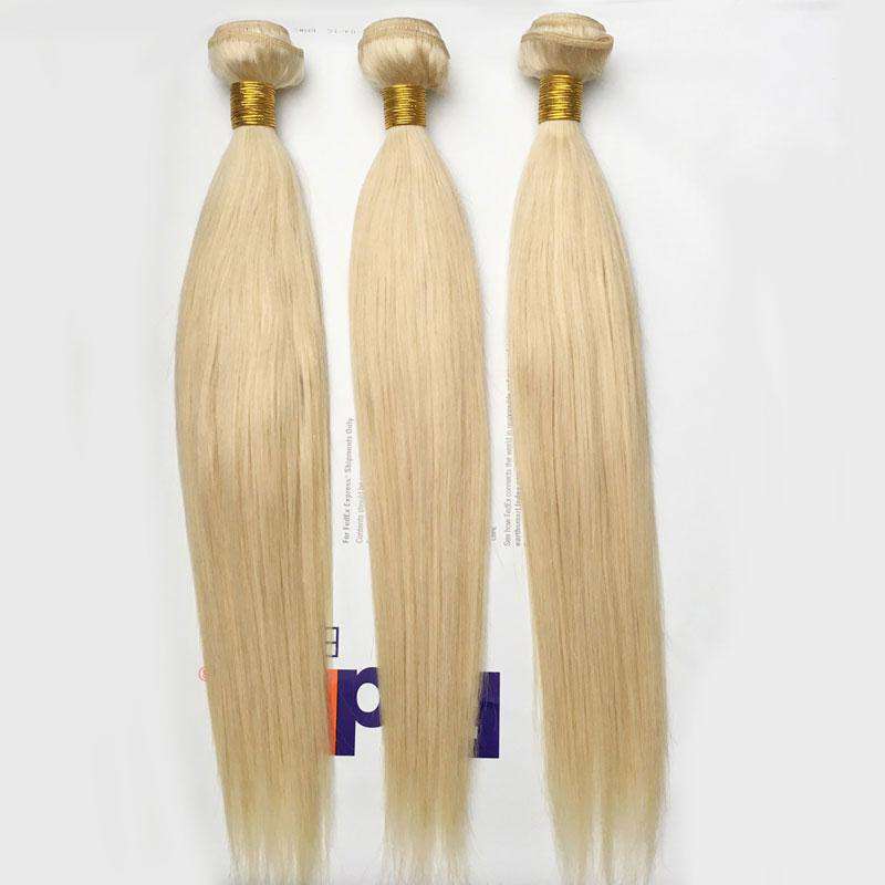 613 Light blonde human hair bundles 10A Bleached hair Weave Straight Hair