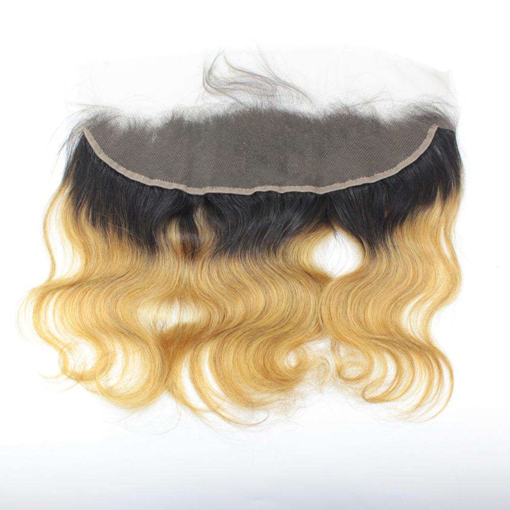 1b/27 Body Wave Ombre Hair Bundles With 13x4 Lace Frontal Closure Honey Blonde Hair