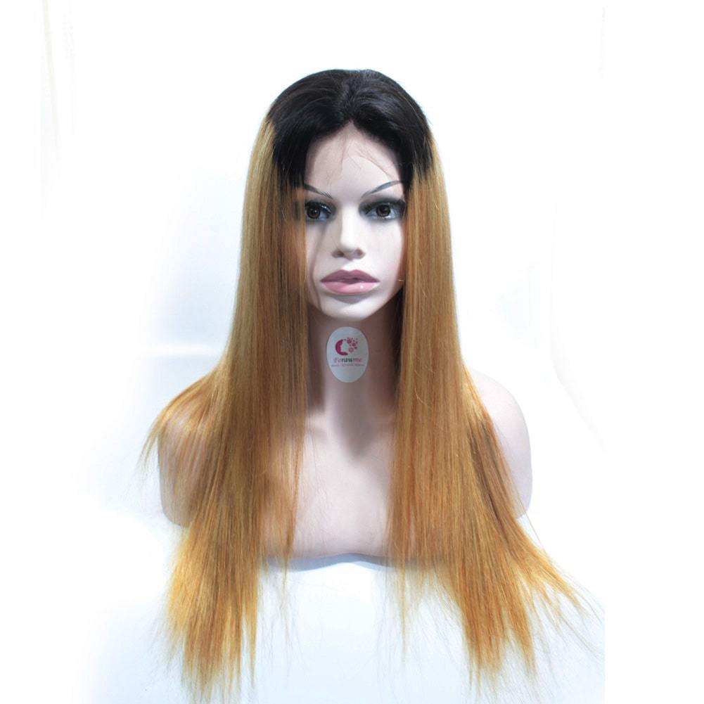 Ombre 1B/27 Honey Blonde Straight Hair Lace Front Wigs