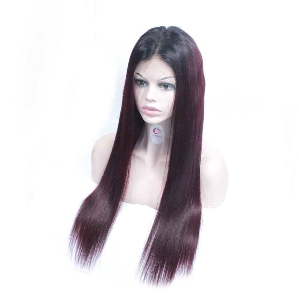 Ombre 1B/99j Human hair Wigs Straight Hair Lace Front Wigs