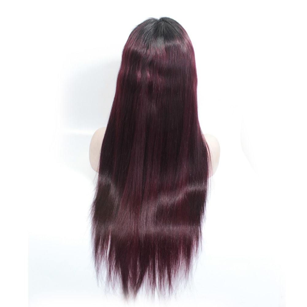 Ombre 1B/99j Human hair Wigs Straight Hair Lace Front Wigs