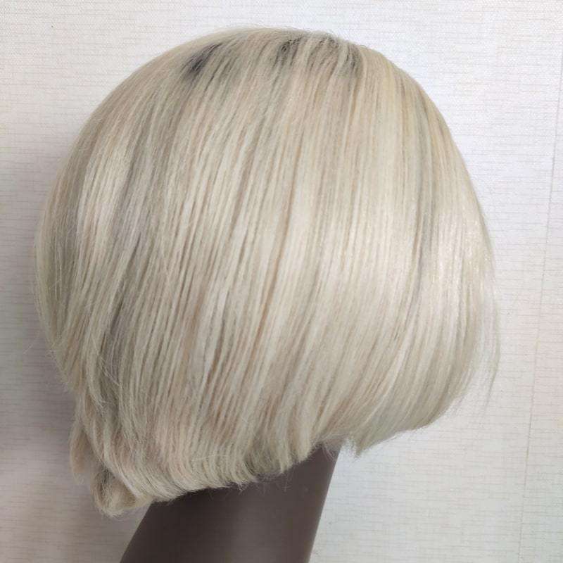 Pixie Wigs Human Hair Lace Front Wigs Ombre 1b 613 Light Blonde Straight Africa American Wigs