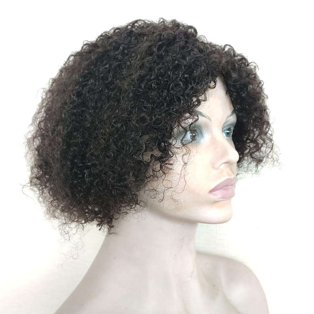 Short Wigs None Lace Kinky Curly Cheap Wig Human Hair