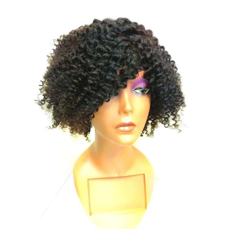 Short Wigs None Lace Kinky Curly Wig Human Hair