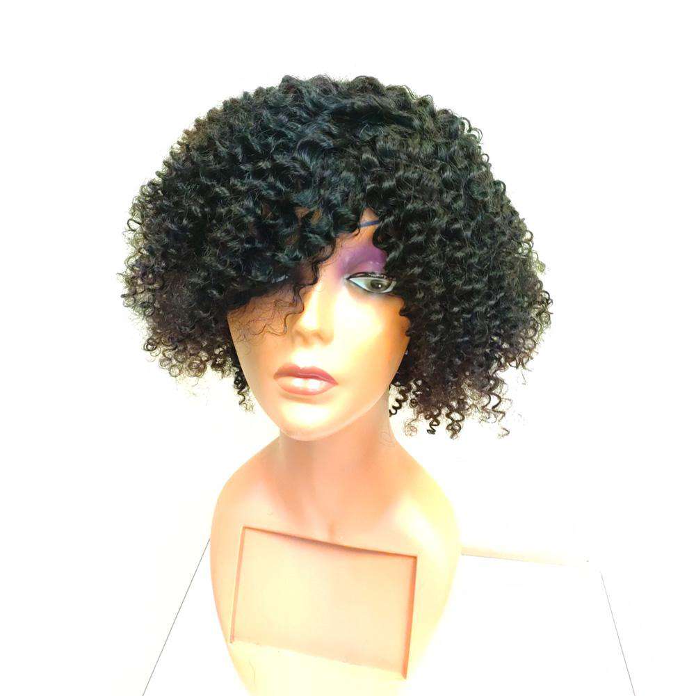 Short Wigs None Lace Kinky Curly Wig Human Hair