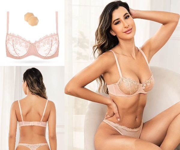 Wingslove See Through Bra Embroidered Unlined Sexy Lace Underwire Bra –  WingsLove