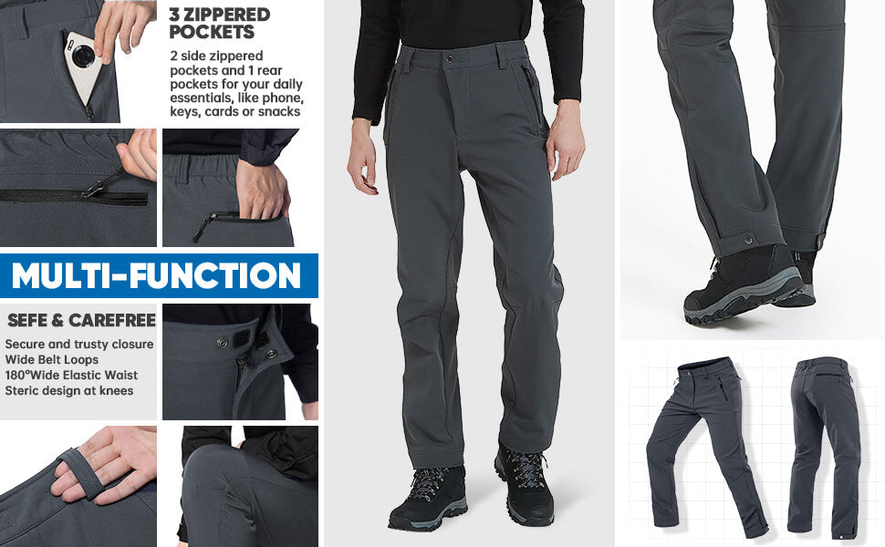 Men's Windproof Fleece-lined Hiking Pants - Cycorld