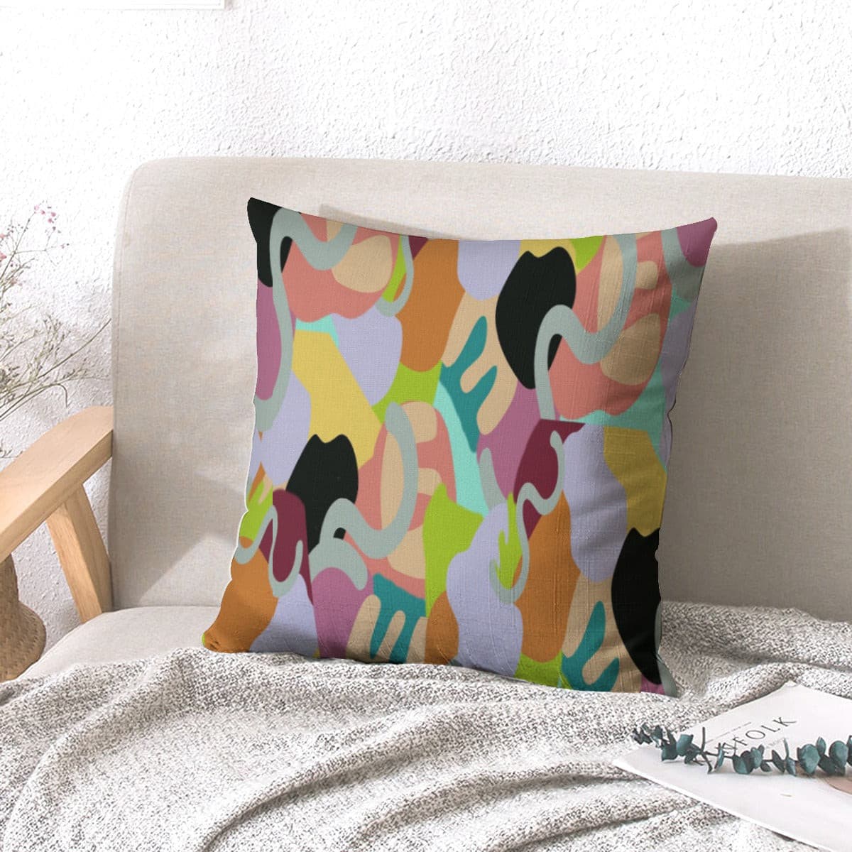 Abstract Wild Couch pillow with pillow Inserts | linen type fabric Ma